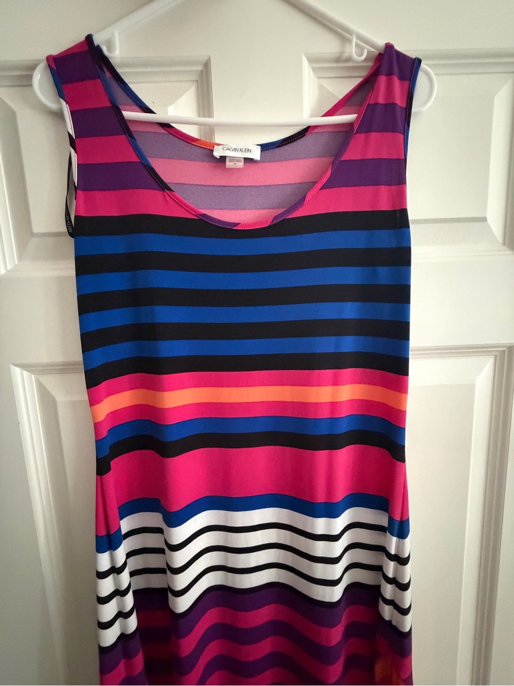 Calvin Klein Sleeveless Scoop Neck Long Dress - Pink, Blue, Black, White